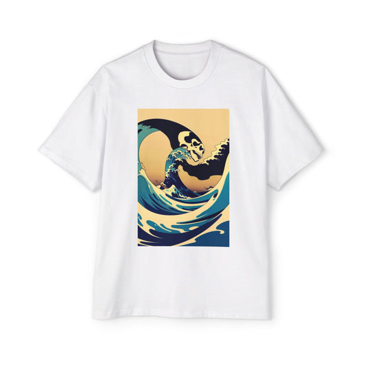 Men's Heavy Oversized Tee - Wave Art Graphic Tee