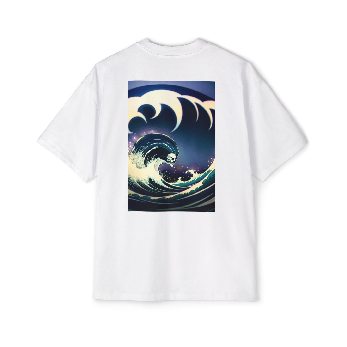 Men's Oversized Tee - Grim Reaper Wave Design Shirt | Casual Relaxed Fit for Surf Lovers