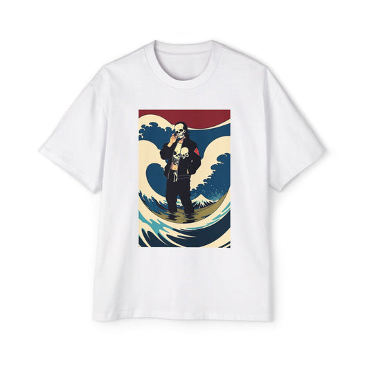 Men's Heavy Oversized Tee - Skull & Waves Graphic Tee