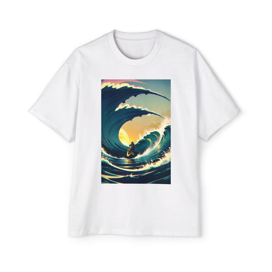 Surfing Waves Oversized Tee - Men's Graphic Shirt for Beach Lovers