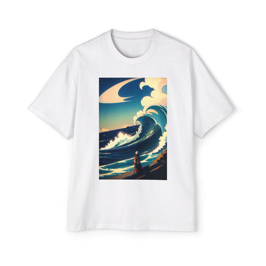 Ocean Wave Art Oversized Tee - Men's Graphic T-Shirt for Beach Lovers