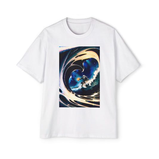 Ocean Wave Art Heavy Oversized Tee for Men - Graphic Surf Tee