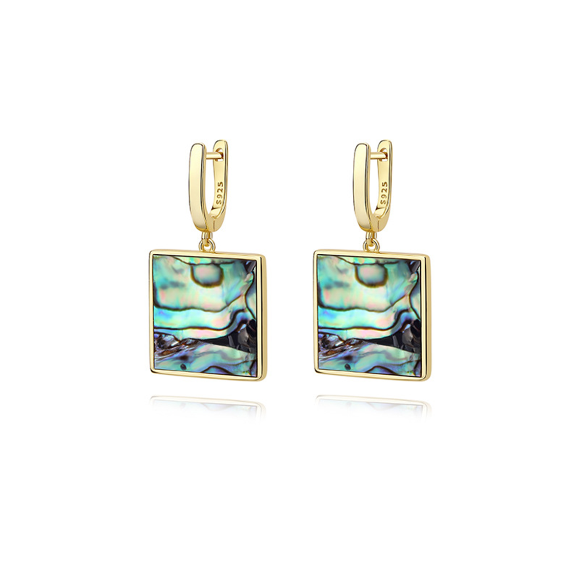 S925 shell-square earring
