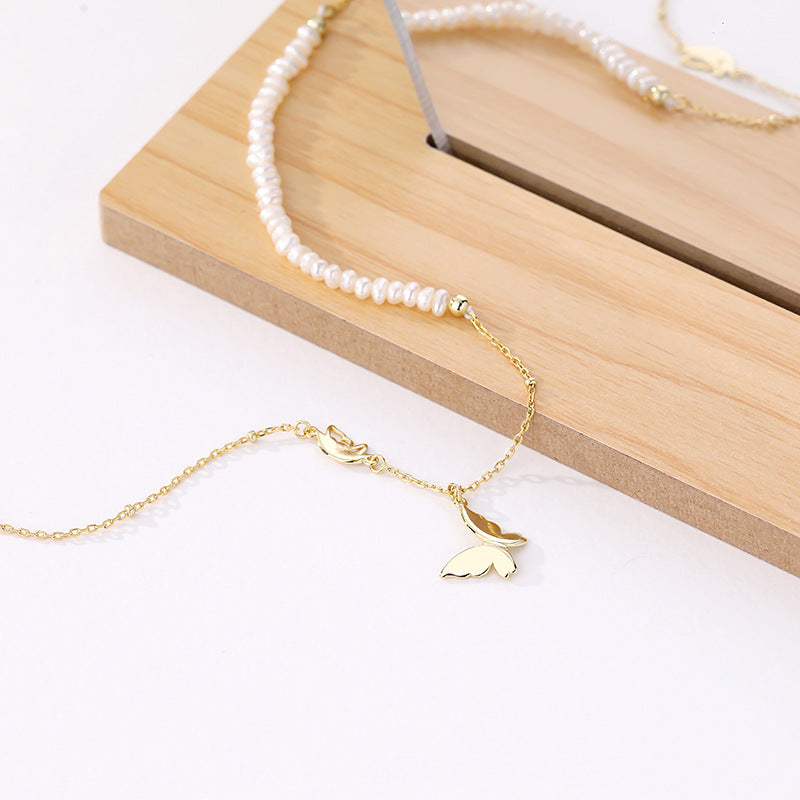 S925 pearl choker with butterfly