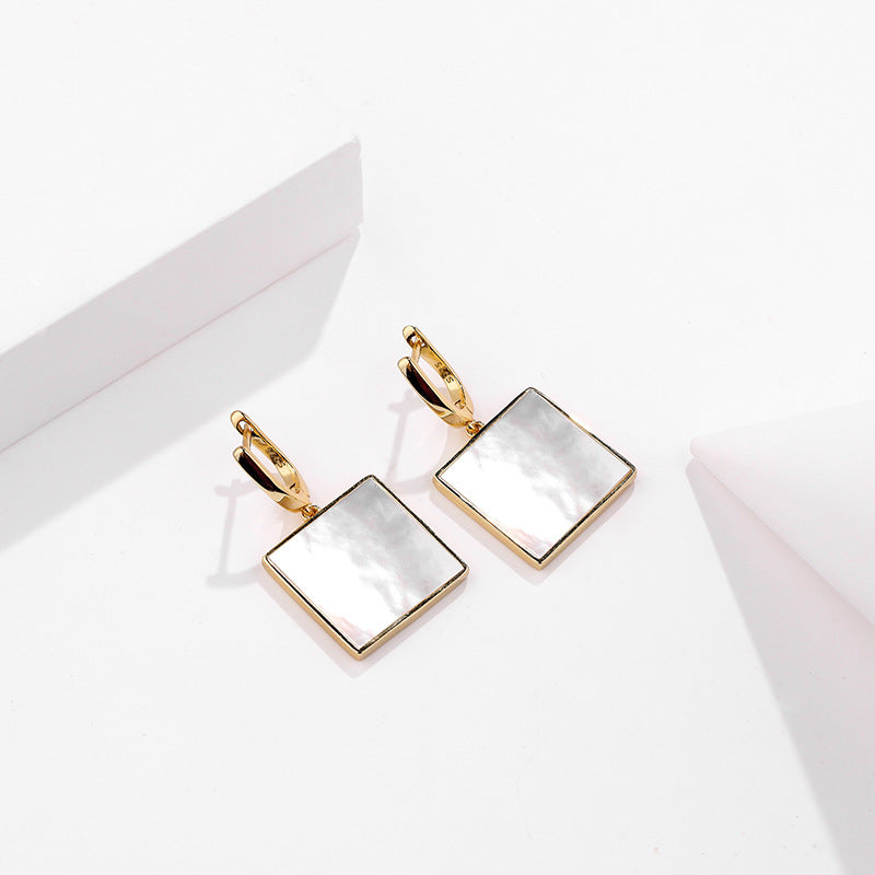 S925 shell-square earring